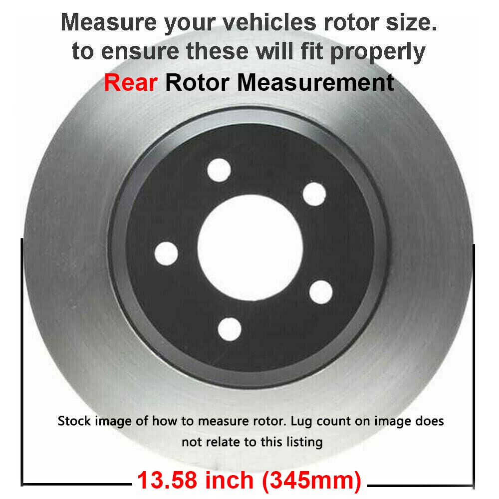 Detroit Axle - Brake Kit for GMC Chevy Silverado Sierra Suburban 1500 Yukon Escalade Tahoe Drilled Slotted Brakes Rotors Ceramic Brake Pads Replacement : 12.99" inch Front and 13.58" inch Rear Rotor
