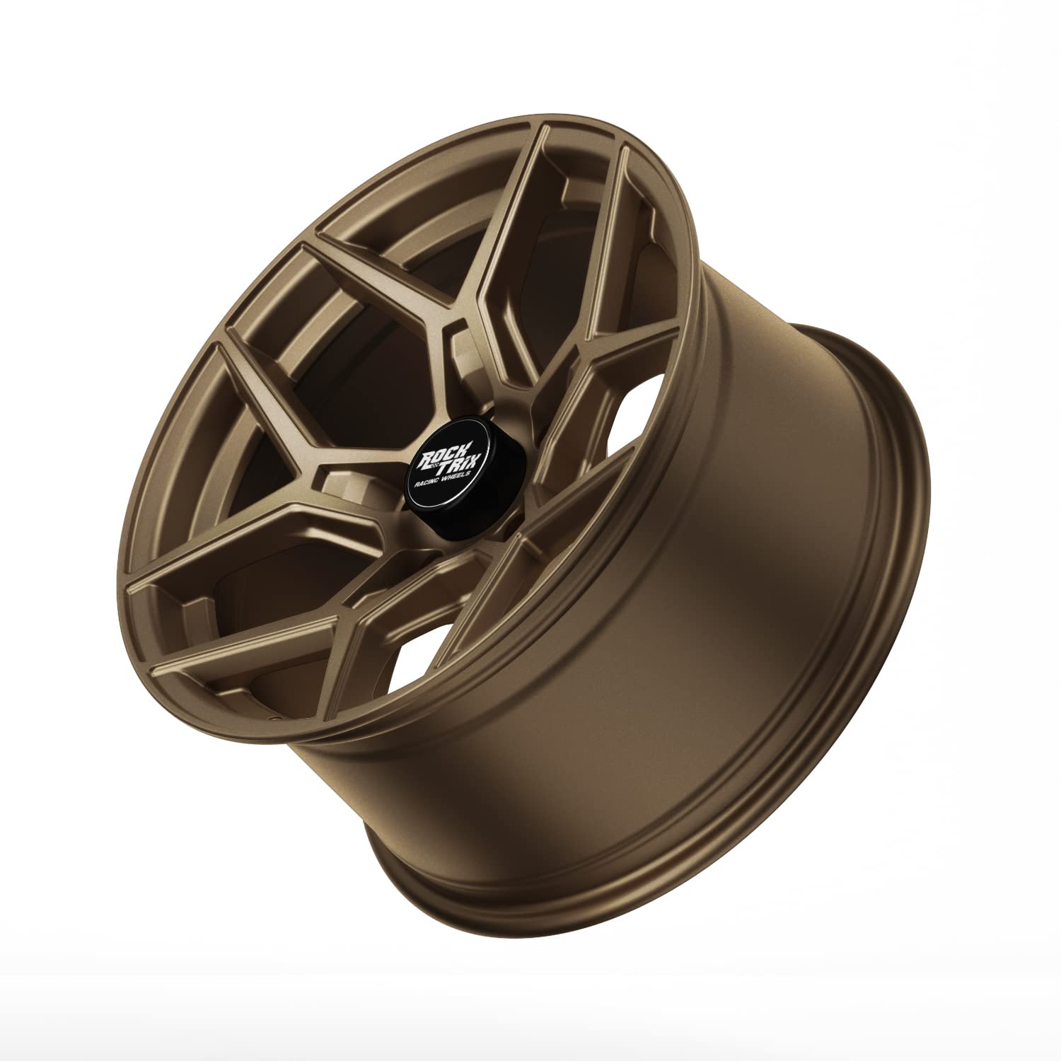 RockTrix RT105 20 inch Wheel Compatible with Jeep Wrangler JK JL 20x9 5x5 Wheels (-12mm Offset, 4.5in Backspace) 5x5 PCD, 71.5mm Bore, Bronze Wheels, Also fits Gladiator JT Rims