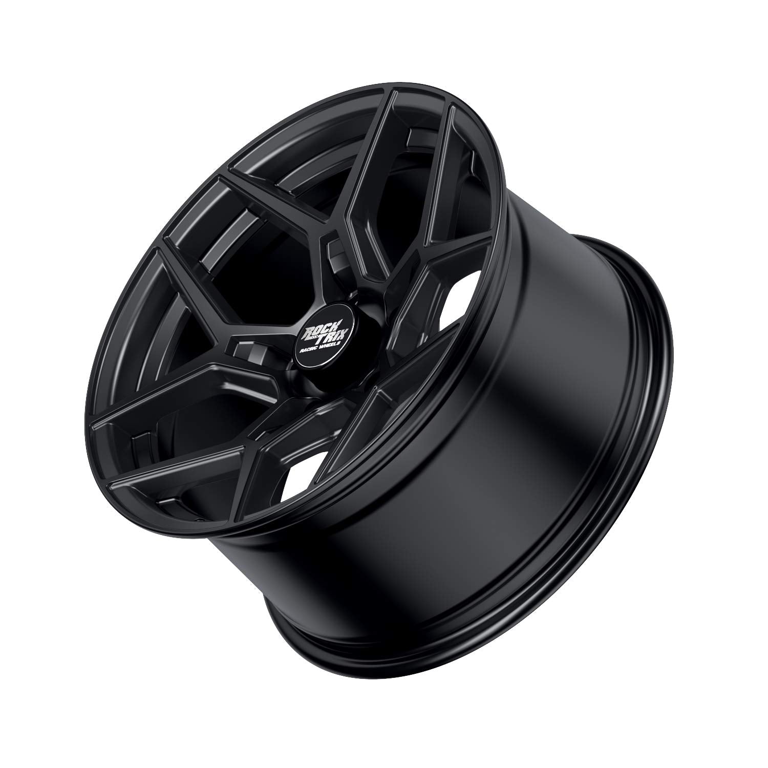 RockTrix RT105 17 inch Wheels Compatible with Jeep Wrangler JK JL 17x9 5x5 Wheels (+12mm Offset) 5.5in Backspace, 5x5 PCD, 71.5mm Bore, Black, Also fits Gladiator Commander Grand Cherokee (Set of 4)