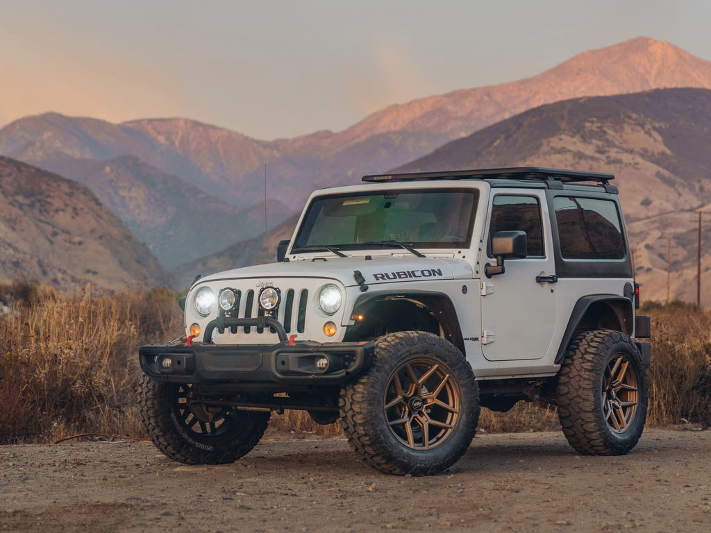 RockTrix RT105 20 inch Wheel Compatible with Jeep Wrangler JK JL 20x9 5x5 Wheels (-12mm Offset, 4.5in Backspace) 5x5 PCD, 71.5mm Bore, Bronze Wheels, Also fits Gladiator JT Rims