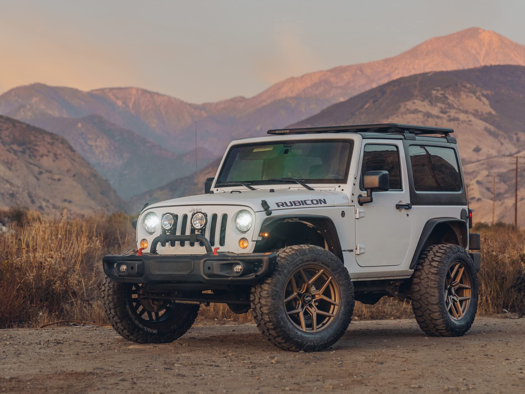 RockTrix RT105 20 inch Wheel Compatible with Jeep Wrangler JK JL 20x9 5x5 Wheels (-12mm Offset, 4.5in Backspace) 5x5 PCD, 71.5mm Bore, Bronze Wheels, Also fits Gladiator JT Rims
