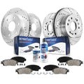 Detroit Axle - Brake Kit for GMC Chevy Silverado Sierra Suburban 1500 Yukon Escalade Tahoe Drilled Slotted Brakes Rotors Ceramic Brake Pads Replacement : 12.99" inch Front and 13.58" inch Rear Rotor
