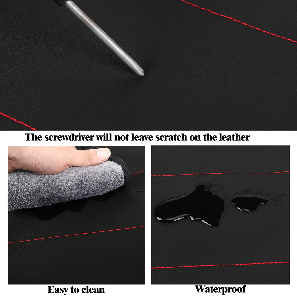 HChengkikz Car Seat Covers, Quilting Leather Seat Covers Full Set, Waterproof Faux Leather Automotive Seat Covers for Cars, Universal Car Seat Protectors Fit for Suvs, Trucks, Airbag Compatible