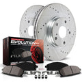 PowerStop Rear Brake Kit For Cadillac Escalade 2015-20 |Escalade ESV 2015-20 |Chevrolet Silverado 1500 2014-18 - Drilled and Slotted Disc Rotors with Ceramic Brake Pads Replacement, K6562