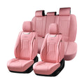 Coverado Car Seat Covers Full Set, 5 Seats Pink Seat Covers for Cars, Nappa Leather Waterproof Car Seat Covers Automotive Seat Covers Interior Accessories Universal Fit Most Cars